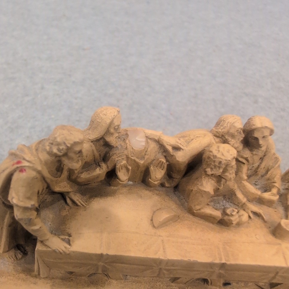 Vintage 1967 Germany Last Supper Miniature Figurine Wood Base Religious Diorama - Picture 2 of 6